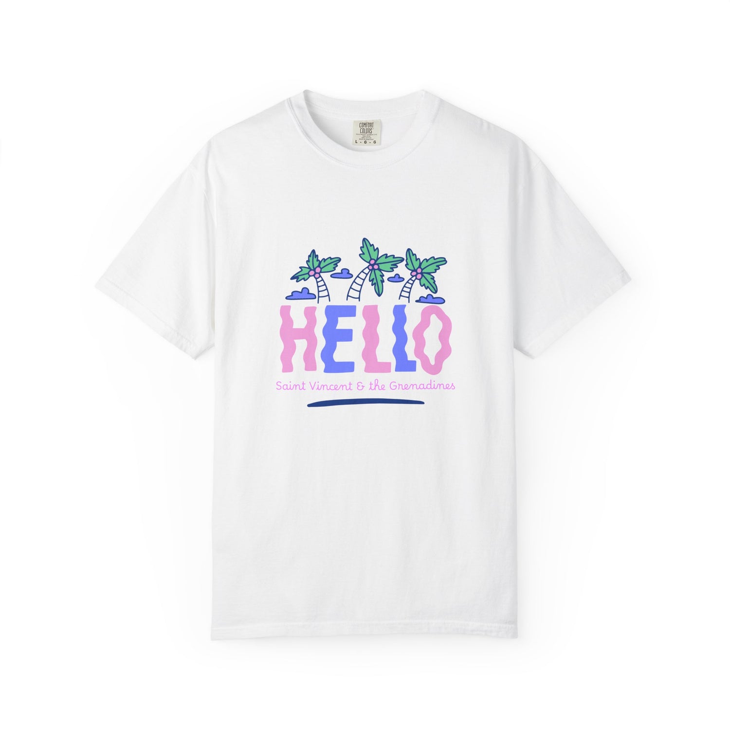 Hello Paradise Unisex Garment-Dyed T-shirt - Tropical Vibes Design | Saint Vincent & the Grenadines