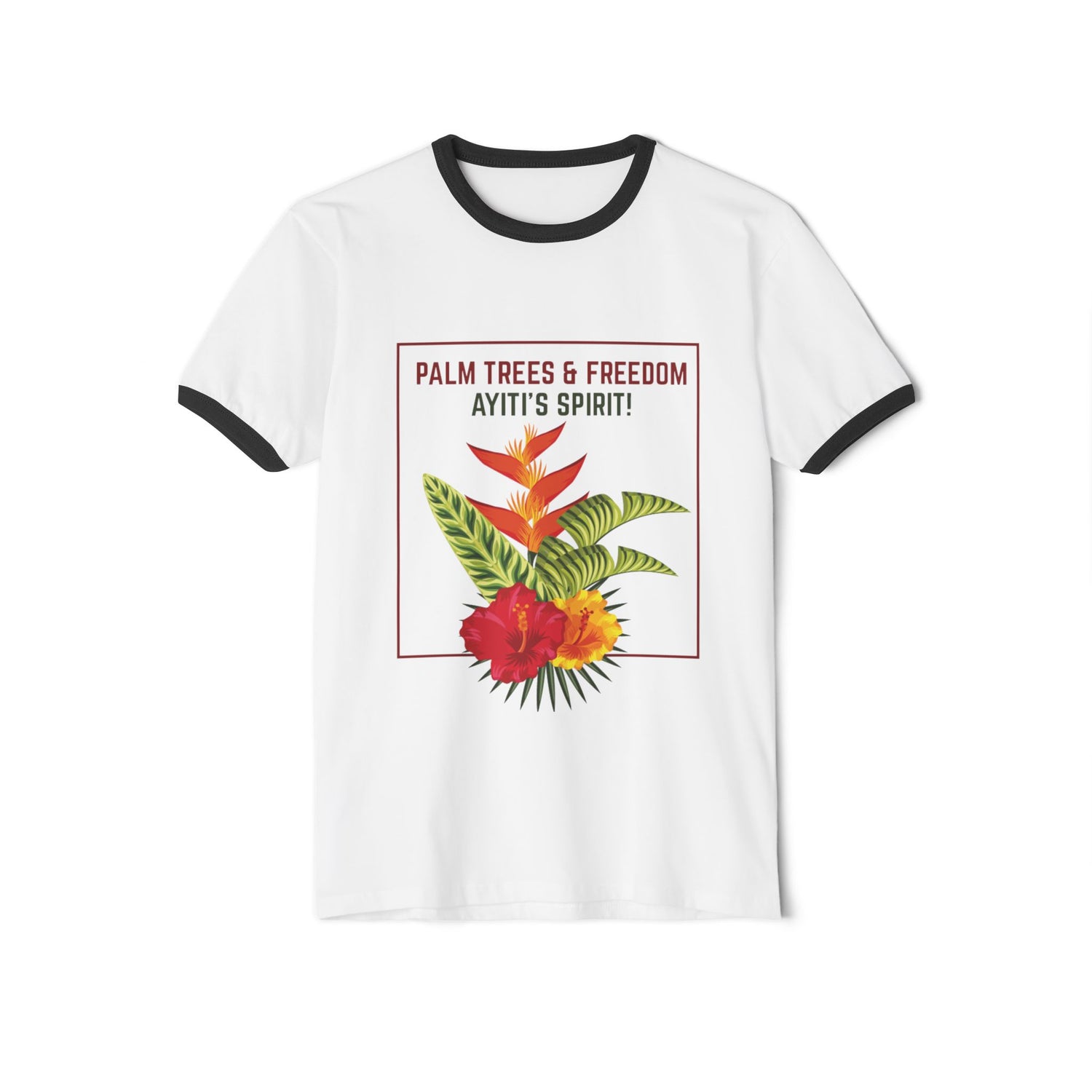 Unisex Haitian floral t-shirt, ayiti spirit, beloved haiti, island identity pride